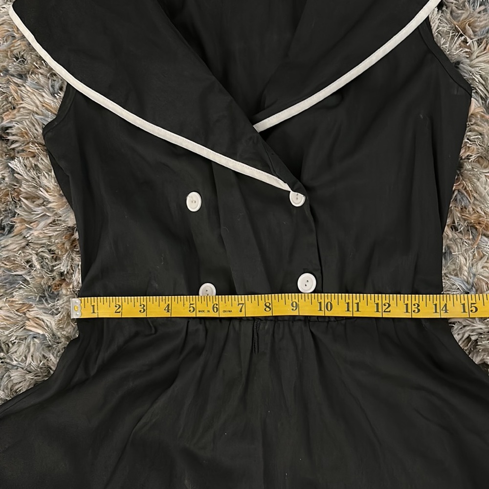 Vintage Nautical Sailor Dress Black & White Retro Fit & Flare Pin Up Style Small - Picture 10 of 11